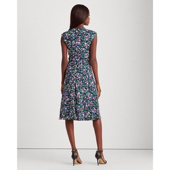 Lauren Ralph Lauren Georgette Cap Sleeve A-Line Floral Dress Women Size 10 (A6) - Picture 3 of 16